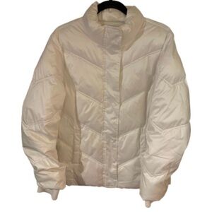 GAP White Puffer Jacket with Chevron Quilting